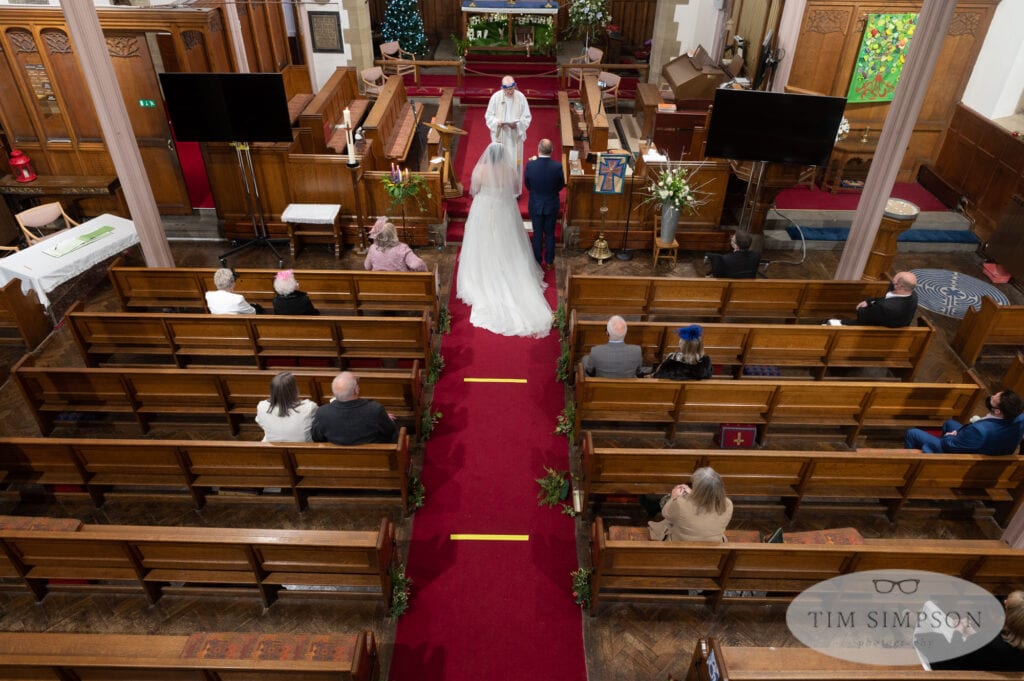 socially distanced wedding in church
