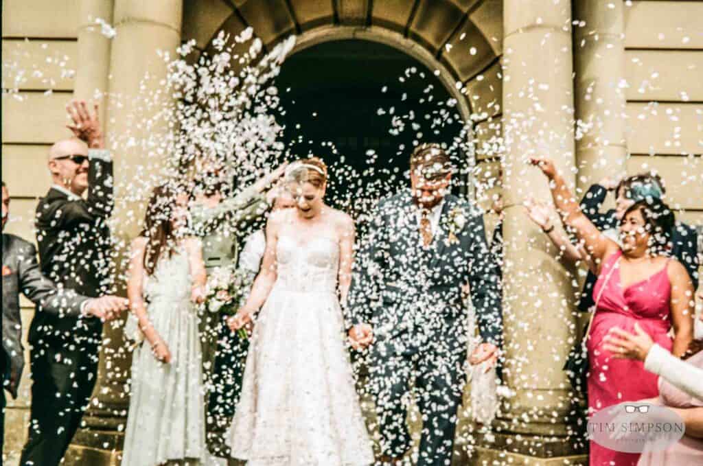 wedding confetti shot on film